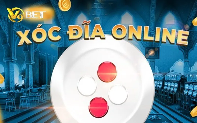 Xóc Đĩa V9BET với đĩa chơi và bốn quân.