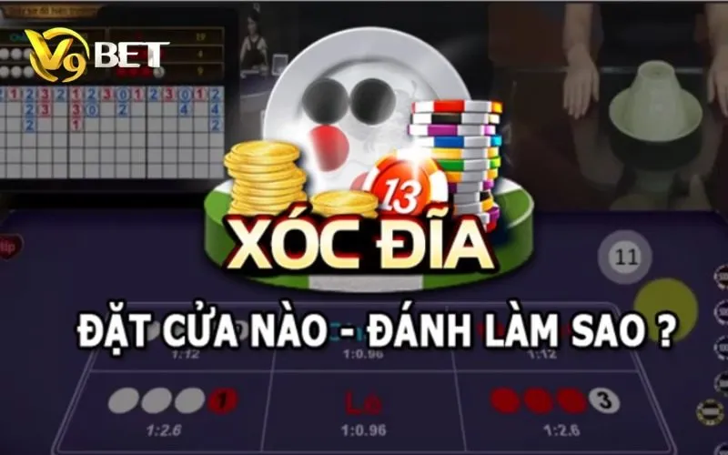 Bảng cược Xóc Đĩa V9BET với các ô chọn kết quả.