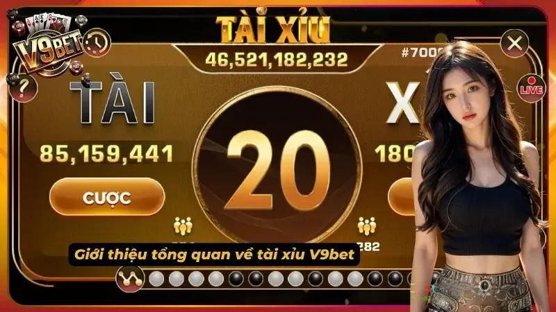 Giao diện Tài Xỉu V9BET với hai cửa cược và đồng hồ đếm ngược